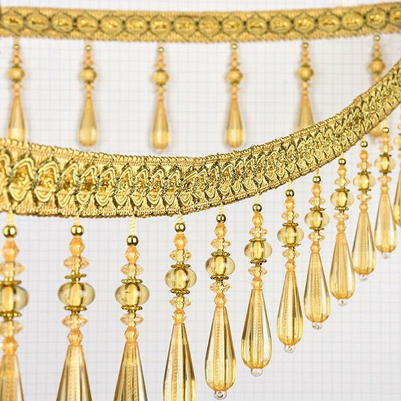 1 Meter Kristallperlen Quaste Fransenbesatz Gardinen Nähzubehör Polsterung Kronleuchter Tischdecke Spitzenband Kristallanhänger