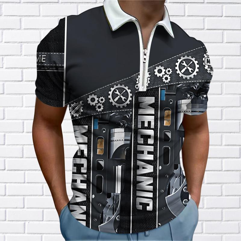 

Мужская рубашка поло повседневная на молнии с коротким рукавом модная повседневная на молнии лето весна стандартный крой рубашка с 3D-принтом 8XL серый