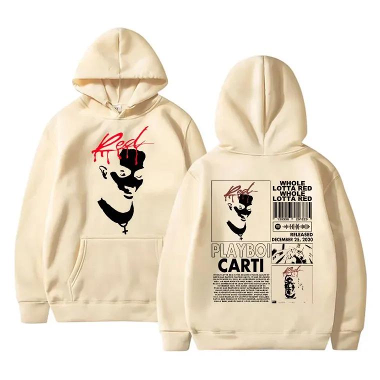 Playboi Carti Hip-hop Rapper Rock Print Men Oversized Hoodie Sporty Street Fashion Fleece Autumn Winter Long-sleeve Sweatshirt