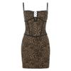 Women's Leopard Print Sexy Spice One Shoulder Hollowed-out Slim-fit Wrap Buttock Dress