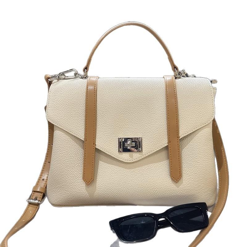 New cowhide leather tote bag small square bag high-end portable shoulder messenger bag women's bag