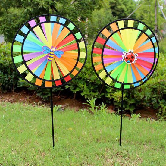 Pinwheel Handheld Black Edge Double Layers Two-layer Animal Wind Spinner for Children