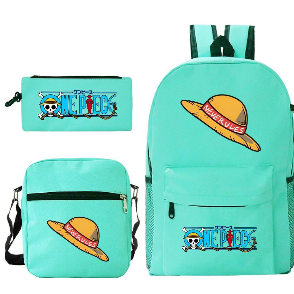 New Animation One Piece Printed Backpack for Primary and Secondary School Students Large Capacity School Bag Combination Three-piece Set