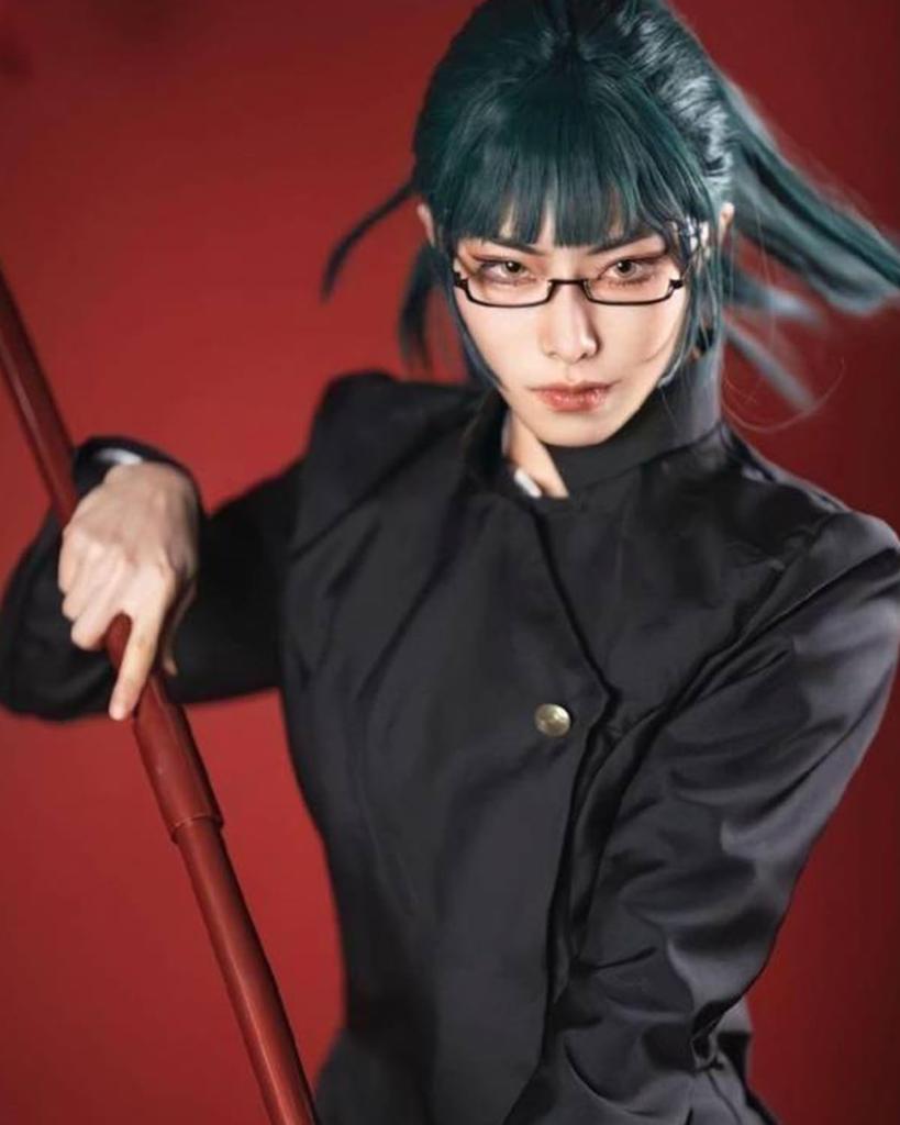 Maki Cosplay Costume with Grade 4 Anime Cosplay Full Set with Adult Fancy School Festival Maki with [Kamihei Ryohin] Zen'in Wig, Sorcerer, Outfit,