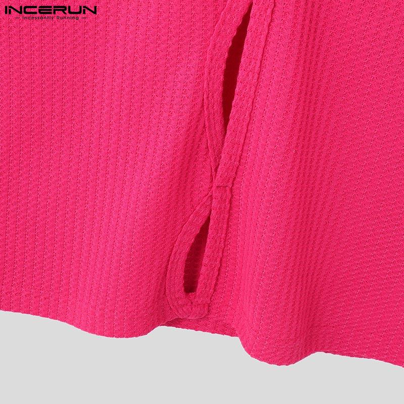 INCERUN Men High Neck Sleeveless Hollow Out Texture Casual Summer Tank Tops