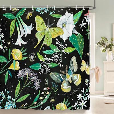 Waterproof Flower Leaves Shower Curtain For Bathroom Bath Curtains 3d Print Polyester Fabric Decor Multi-size Shower Curtains