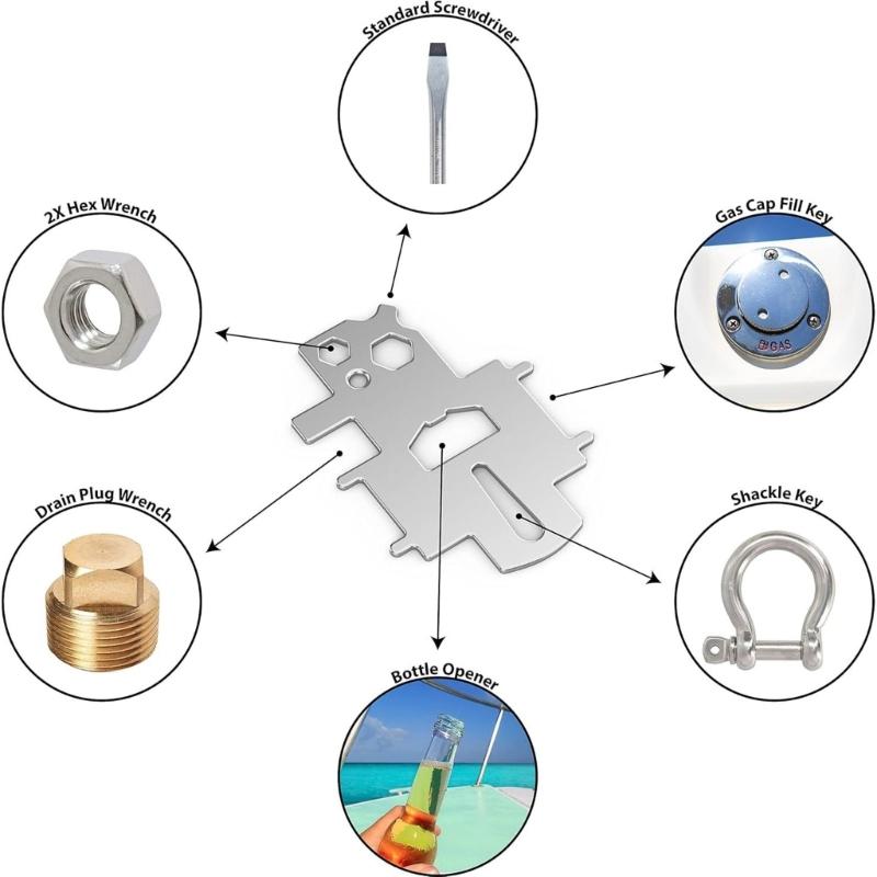 2pcs Stainless Boat Gas Tool Bottle Opener Deck Fill Plate Key Replacement Key for Fuel Water Tank Plate Deck Tool Key