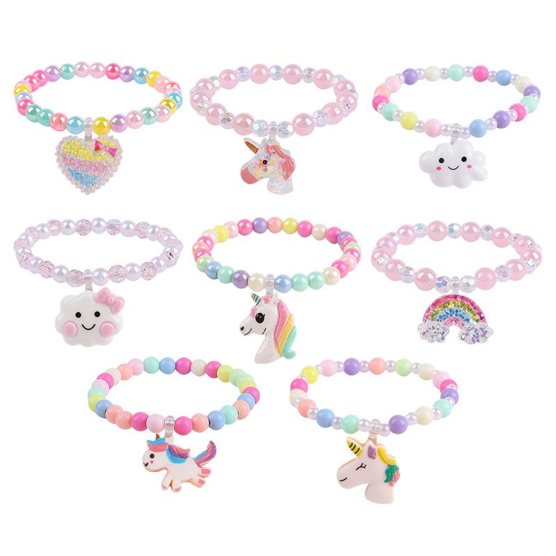 8Pcs/set Rainbow Unicorn Cloud Bracelets Kids Girls Unicorn Birthday Party Favors Goodie Pinata Filler Guests Gift Baby Shower