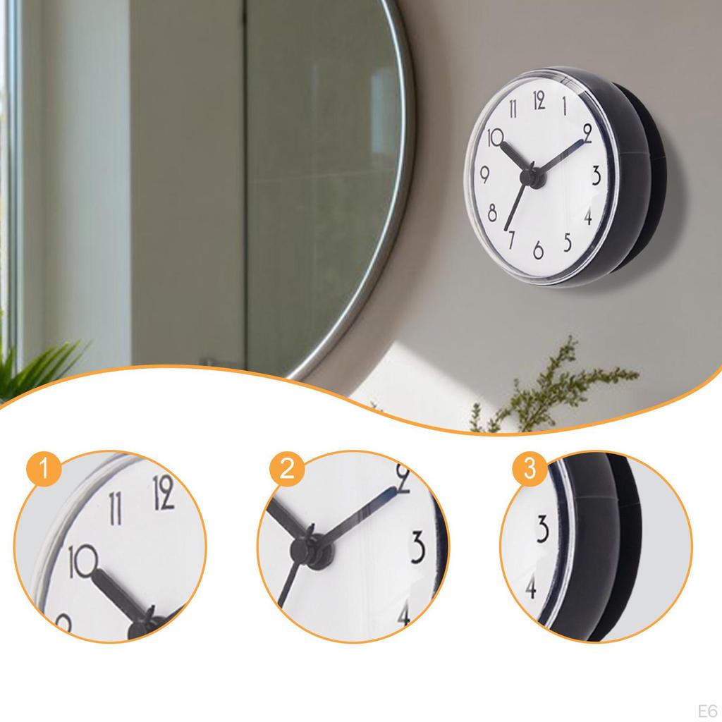 Bathroom Shower Clock Round Wall Hanging,Home Decor with Suction Cup Water Resistant for