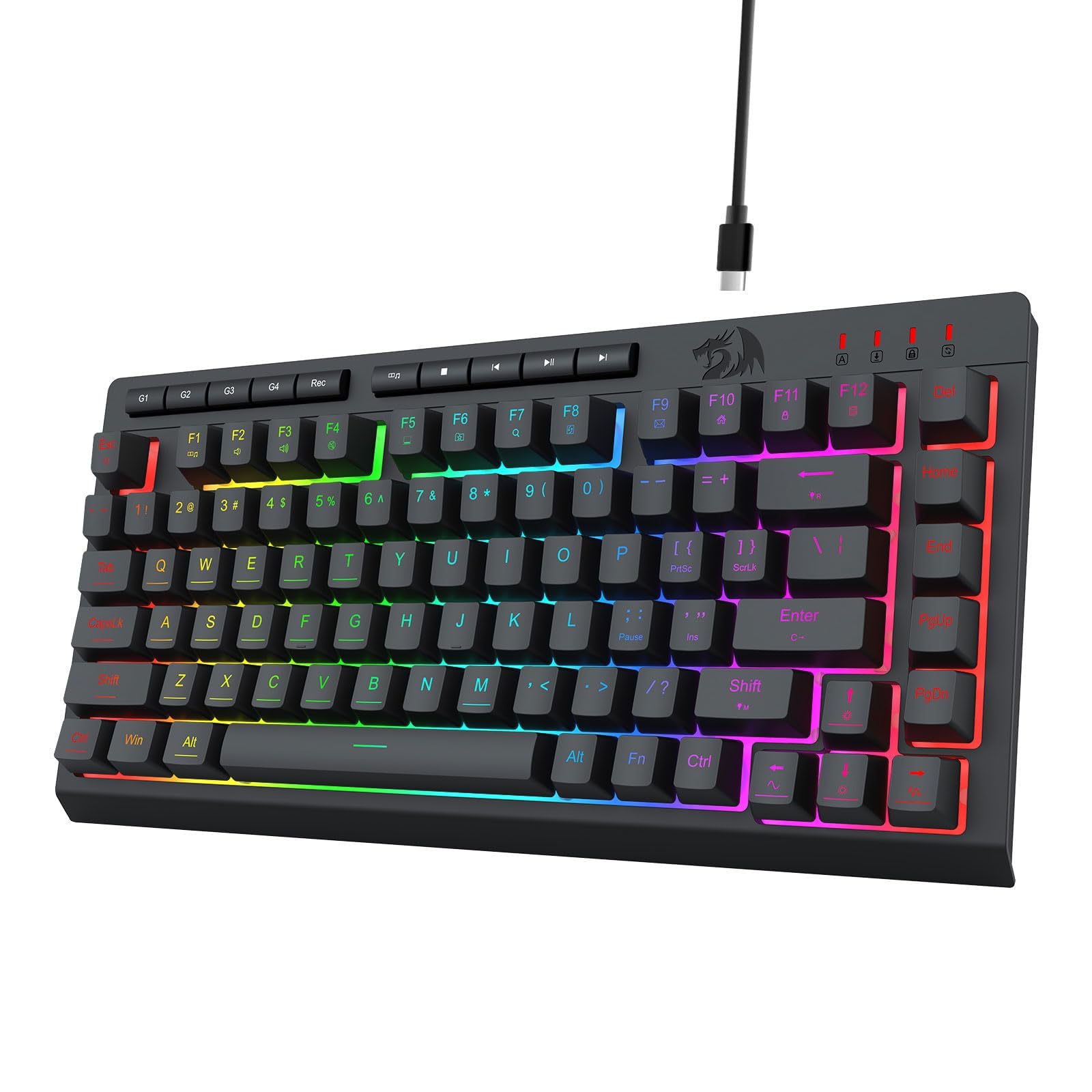 

Redragon K524 RGB Gaming Keyboard, USB Wired, Illuminated, Tenkeyless, 75% Compact, Quiet, 12 Macro Keys, Customizable, Full Key Anti-Ghosting,