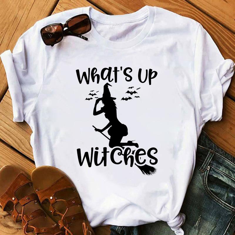 Tricou la modă de vară pentru femeie Halloween vrăjitoare imprimeu tricouri femei casual amuzant tricou pentru Lady Yong Girl Top Tee Hipster