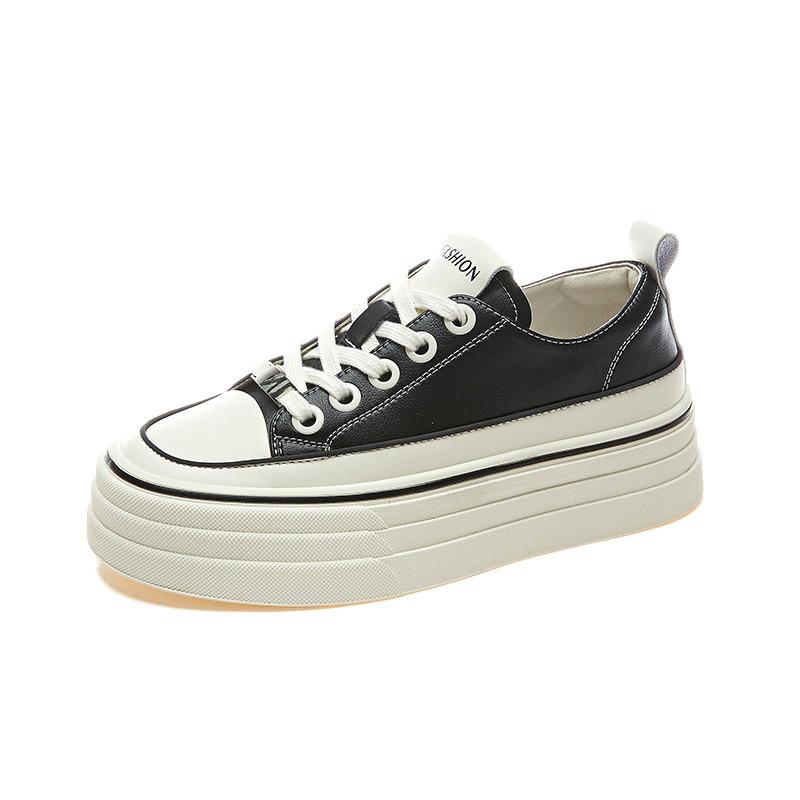 Leather little white shoes women's 2025 spring new shoes women's casual flats platform versatile women's shoes fashion board shoes