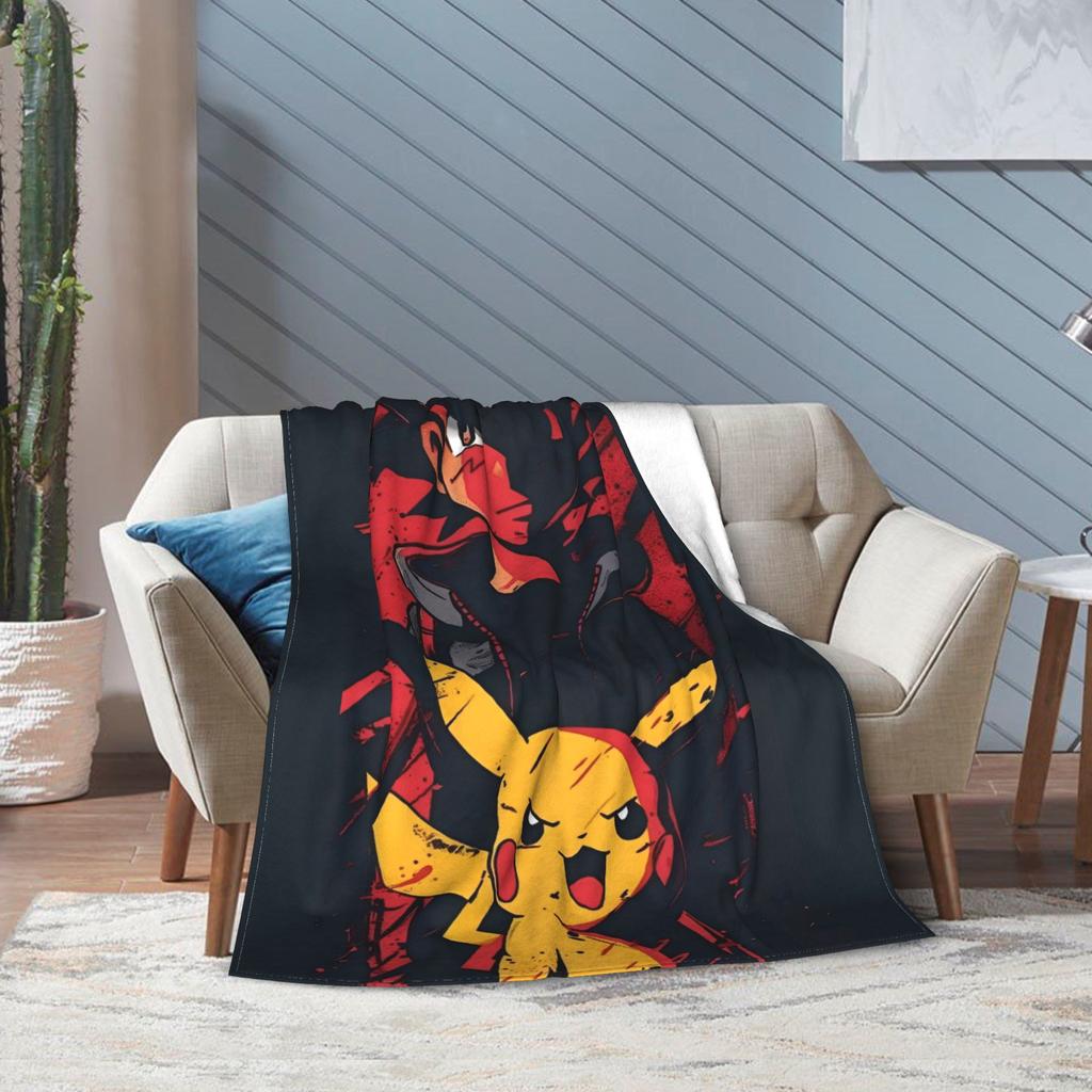 GUOYU Blanket pikachus Squirtle AND Charmander Blanket Super Soft Cozy Bulbasaur Throw Blankets for Bed 50x60 Inch Multiple Sizes Rug Piece