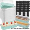 150-Piece Mini Cake Pan Set, Includes 50 Lids 50 Boxes 50 Spoons, Non-Stick Foil Baking Tins for Home