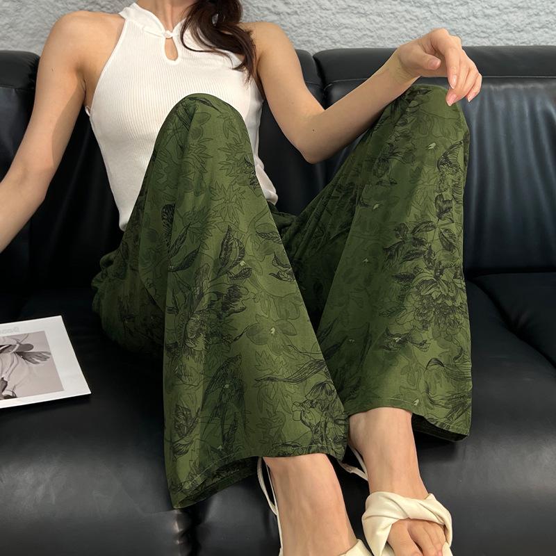 

Summer Cotton-Silk Cropped Pajama Pants - Plus Size, Loose, Casual, High Waist, Wide Leg for Home, Beach, Walks Regular (Height 150-158 cm) Length 90 cm