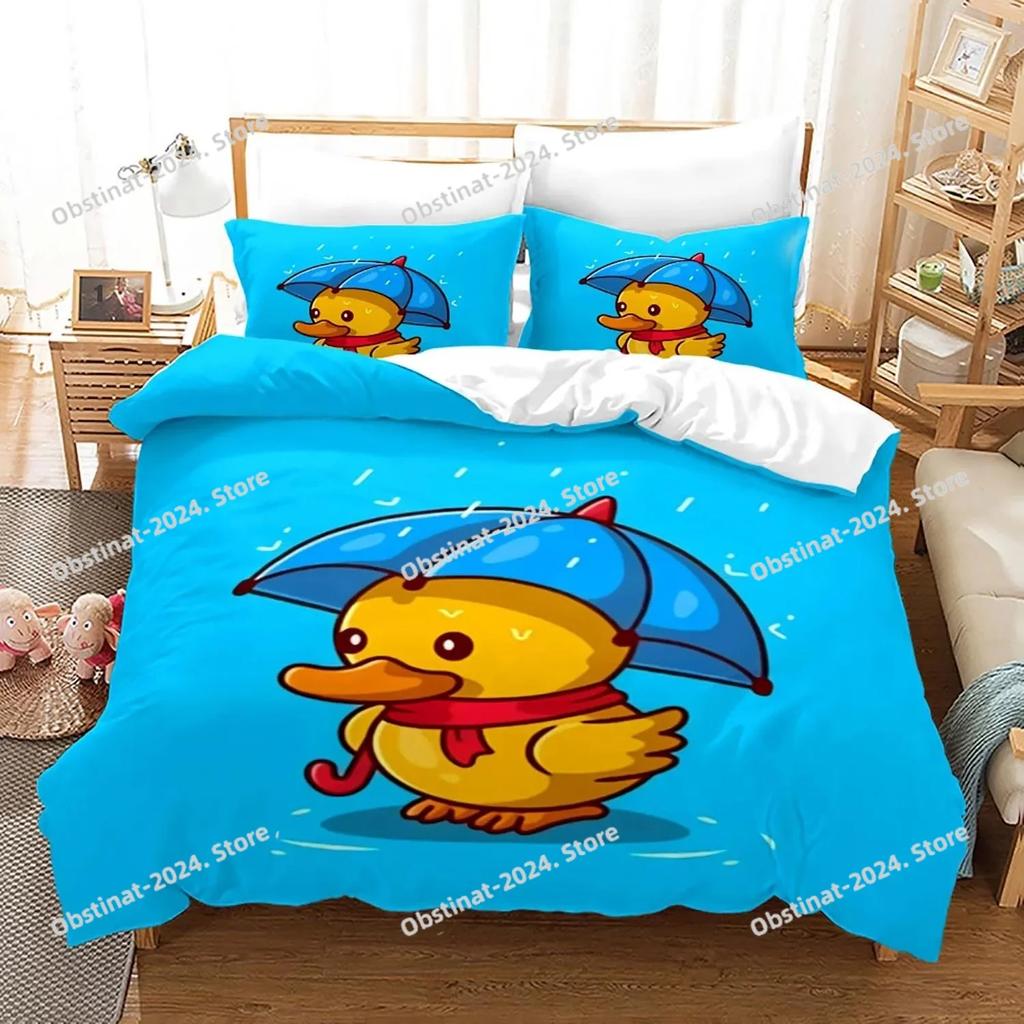 Top Cute Yellow duck Bedding Set Single Twin Full Queen King Size Little duck Bed Set For Aldult Kid Bedroom Duvetcover Sets