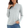 Women's Casual Fashion Solid Color Long Sleeve Zipper Neck Top T-shirt