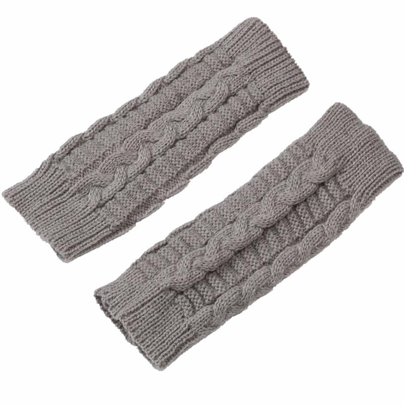 1 Pair Acrylic  Unisex Comfortable Short Figure 8 Twist Half Fingerless Gloves for Typing for Men and Women