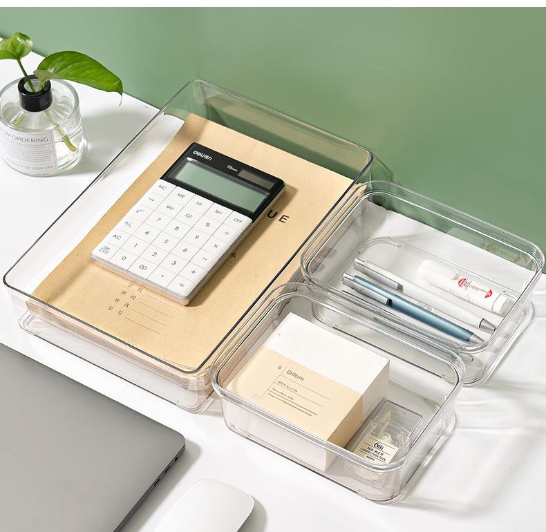 Transparent Desk Organizer with Compartments - Thickened Plastic Drawer for Small Items Storage