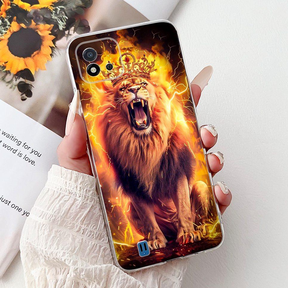 Cool Style Tiger Dragon Pattern Phone Case For Realme C11 2021 2020 C12 C15 Clear Soft Silicone TPU Back Cover RMX3231 Coques