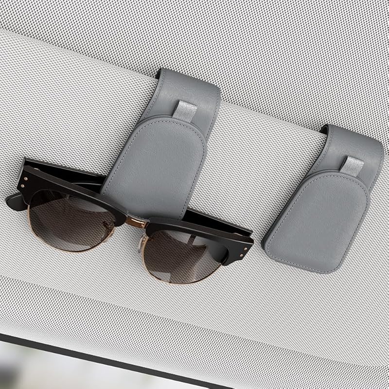 Sotfamily Sunglass Holder for Car Visor, Suede Cloth Magnetic Sunglass Organizer for Car Accessories, 2 Packs, Black