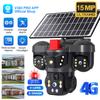 V380 PRO Fotocamera Solare da Esterno Impermeabile Fotocamera a Tre Lenti HD 15MP 4G CCTV Impermeabile IP66 Interfono Bidirezionale Visione Notturna Tracciamento Automatico Telecamera di Sicurezza
