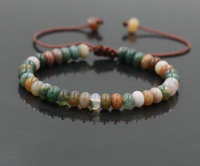 Elegantes 4x6MM Naturstein-Abakusperlenarmband - Handgewebter Stil für Glück