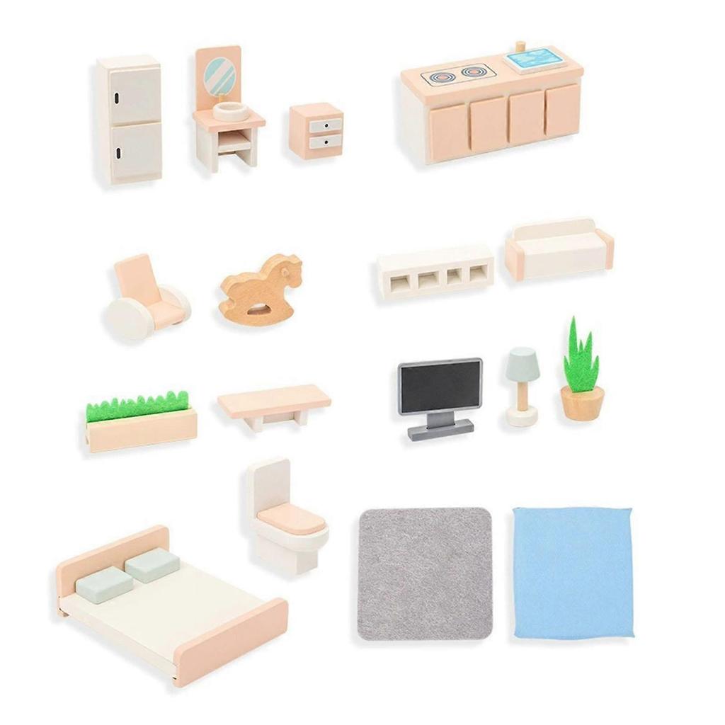 Casa de Muñecas de Madera de 2 Pisos Casa en Miniatura con Jardín para Bebés Niños Niños