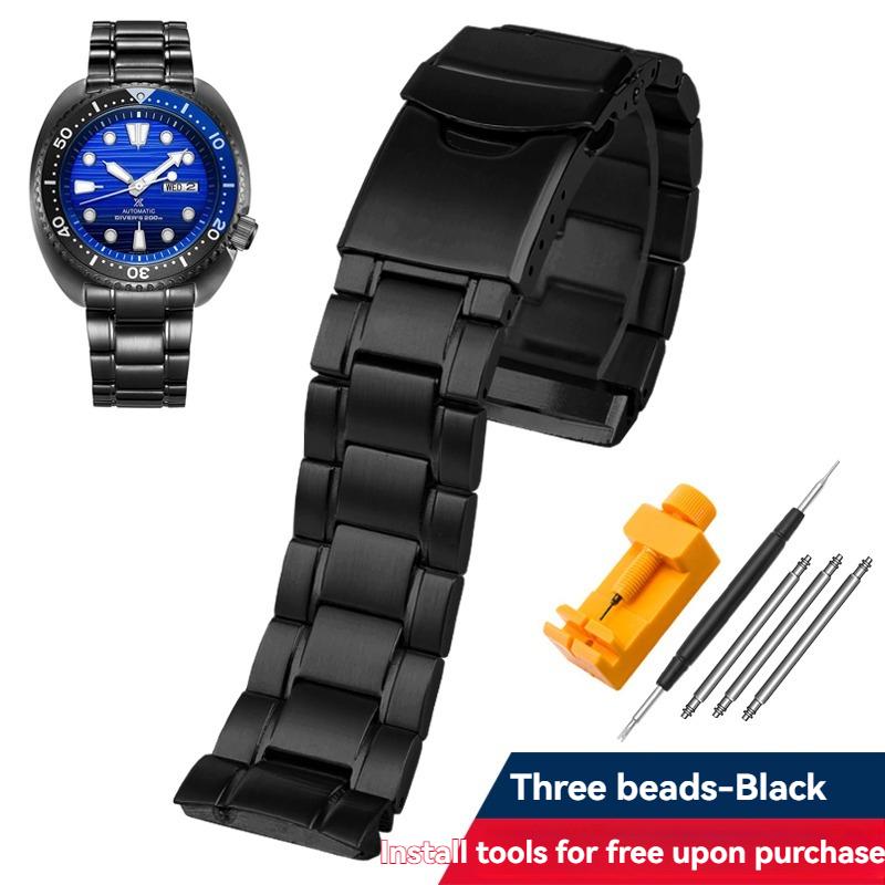 

for Seiko watch accessories solid three-bead steel belt SRPE99K1 Pepsi ring abalone stainless steel watch with curved mouth 22mm 22mm Width