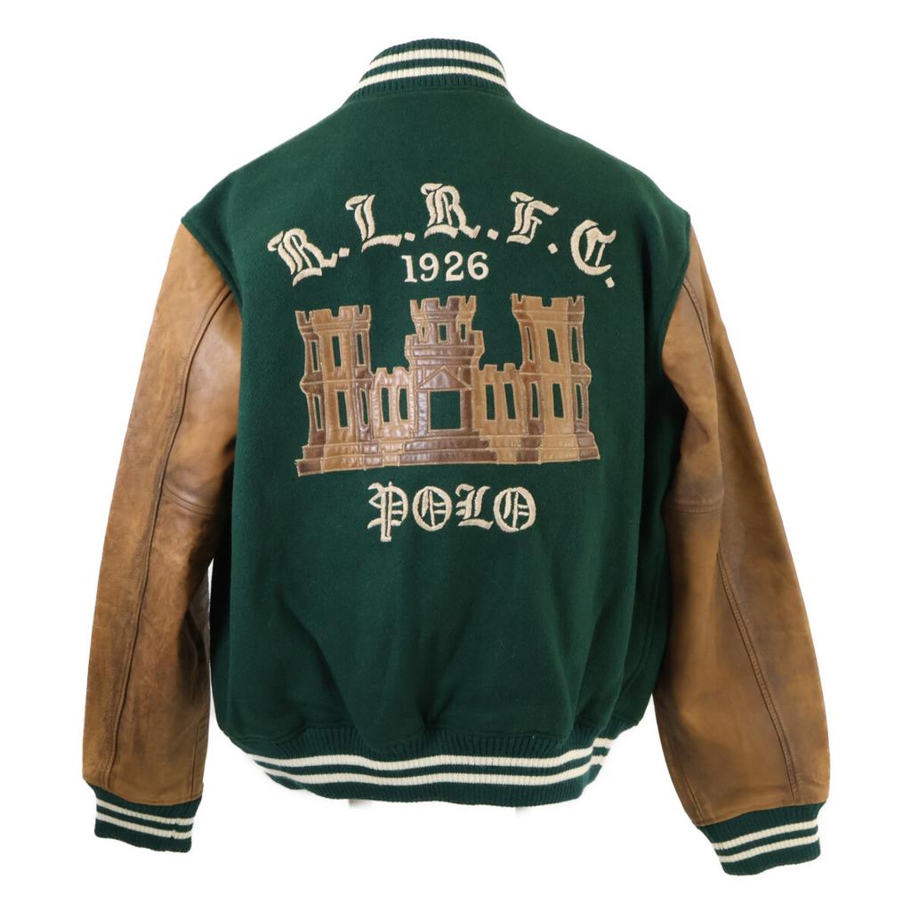 POLO RALPH LAUREN [Domestic Regular] Varsity Inspired Wool Arm Leather Switch Varsity Jacket XXL Green / brownUsed