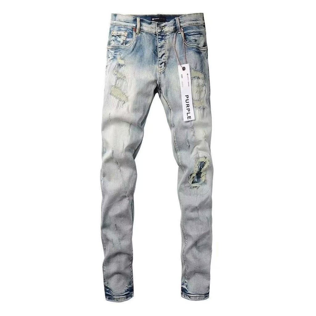 Blue Ripped Jeans High Street Casual Pants