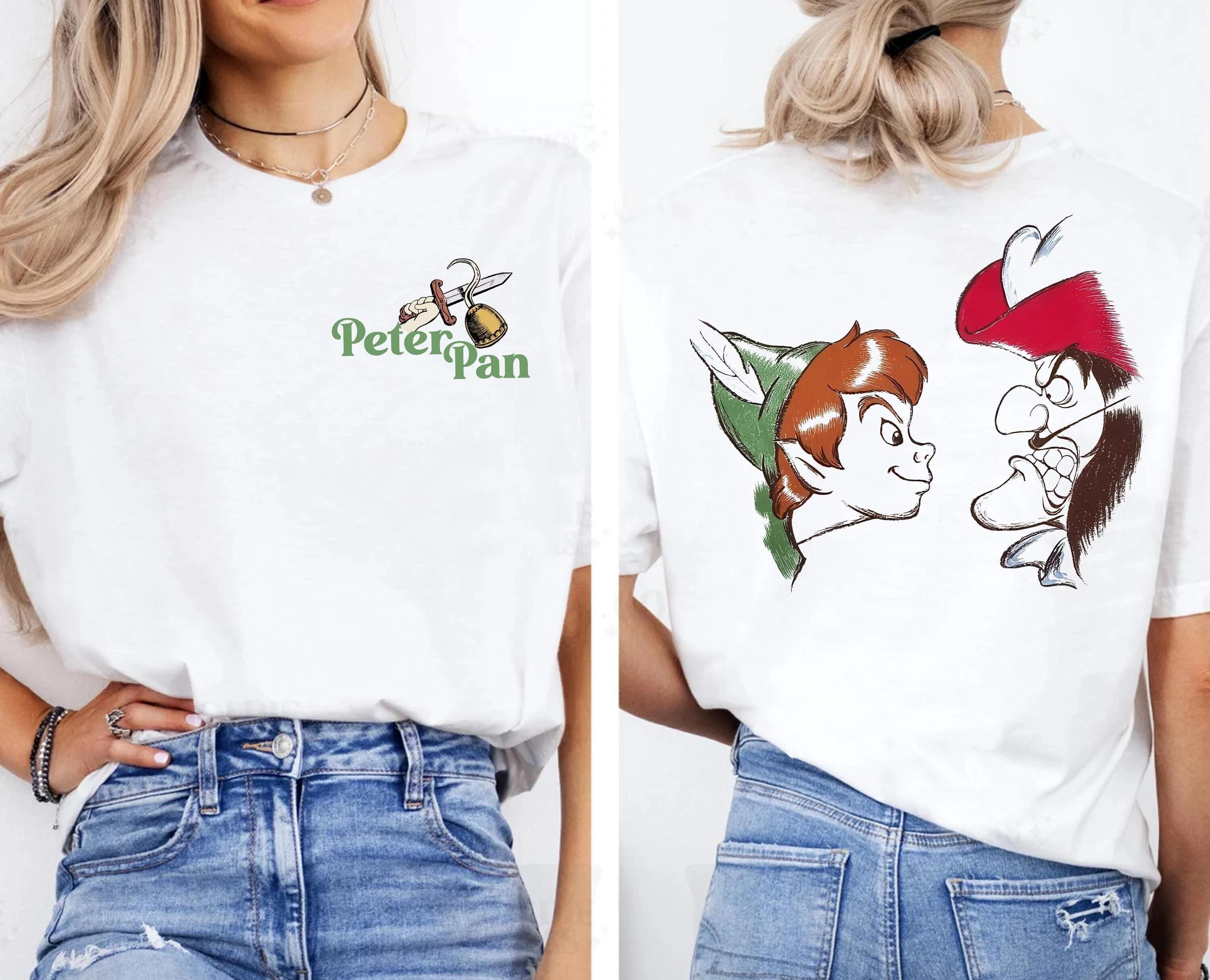 Peter Pan Vs Captain Hook Outline Portrait DoubleSided Shirt Peter Pan Shirt Disneyland Family Matching Shirt S