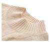 Women's Cable Knit Cashmere Top – Half-High Collar, Long Sleeve, Loose Fit, Versatile Sweater