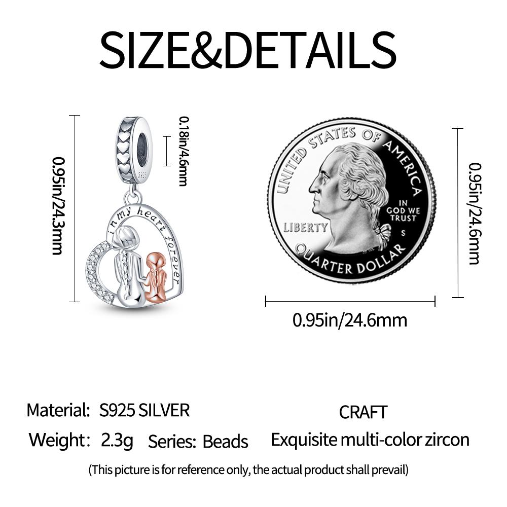 Charms Original Copper Mother'S Day Mother Daughter Pendant Beads Fit Bracelet Diy Fine Gift Women Delicate Jewelry