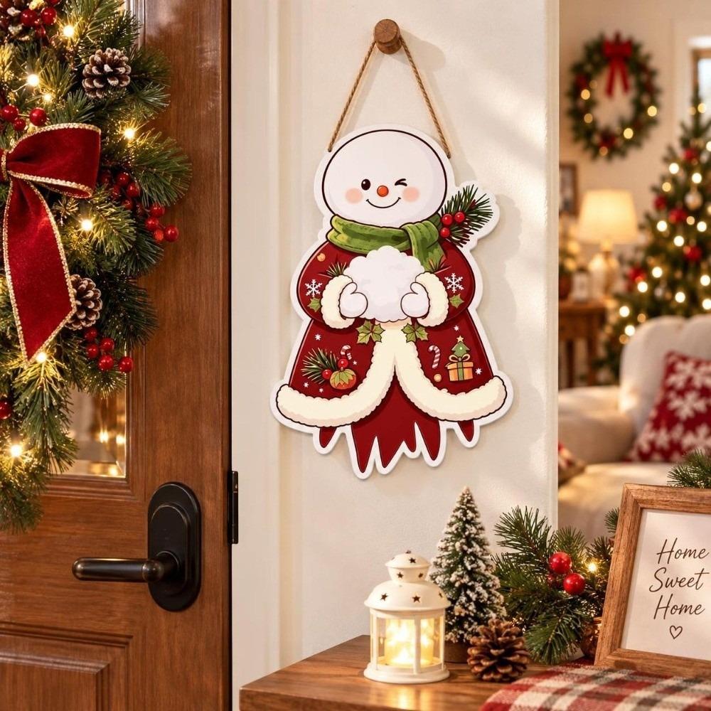 Rustic Style Christmas Hanging Ornaments 2D Flat Design Snowman Door Decoration  Home Wall