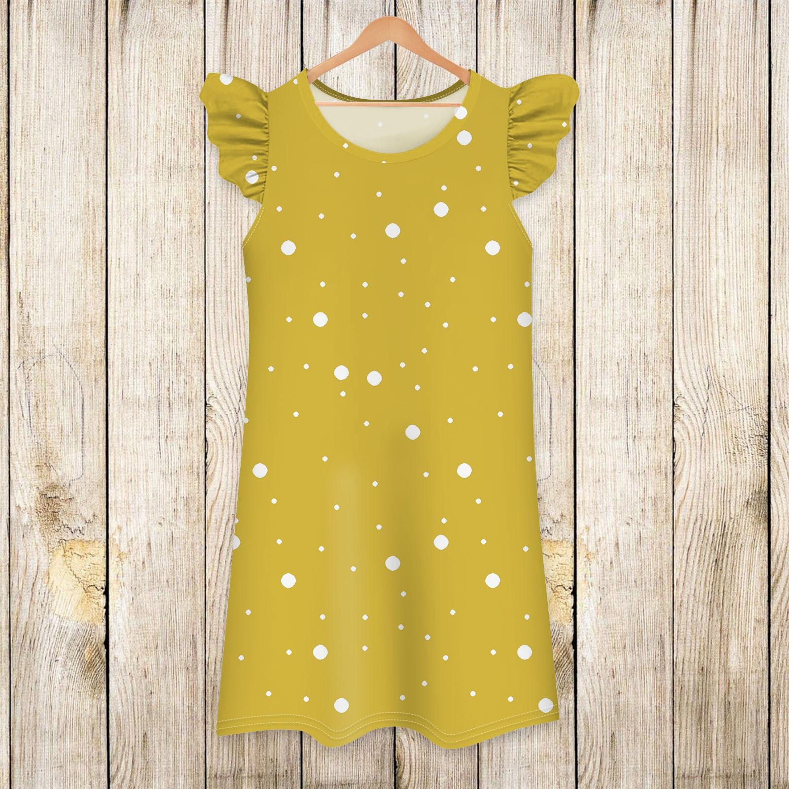 

Детское платье с рукавами-крылышками, юбка с принтом, повседневное платье 160 жёлтый