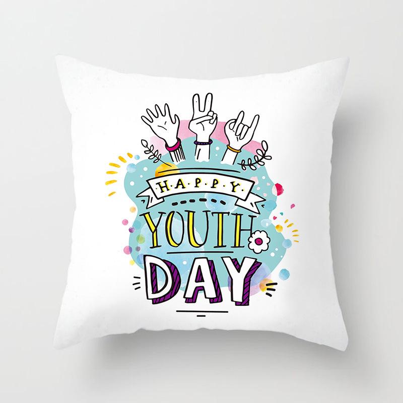 Modern Simple Pillow Letter Watercolor Print Pillow Cushion Cover Home Supplies