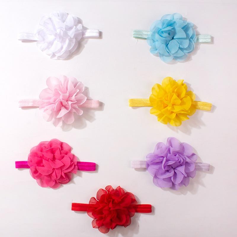 New baby headband, cute solid color flower children's headscarf, thin baby hair accessories in summer