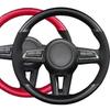 Sports Popular 4-Spoke 38cm Anti-Slip Suede Universal Car Steering Wheel Cover Hand Sewn Needle Thread Protector Fiber Leather