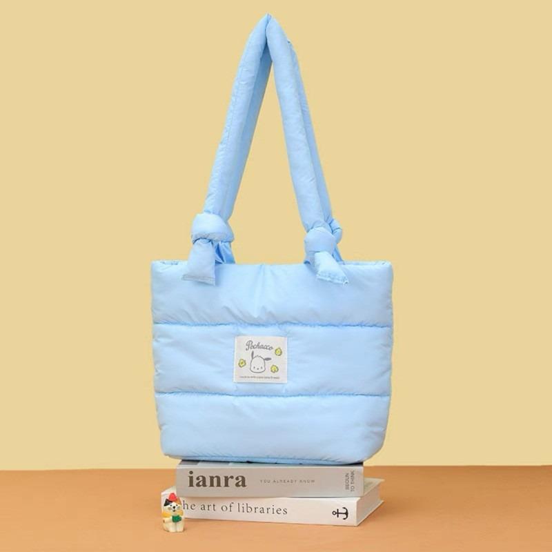 Cute Down Cloth Handbag Women's New Daily Commuting Large-capacity Tote Bag Cotton-filled Cartoon Shoulder Bag