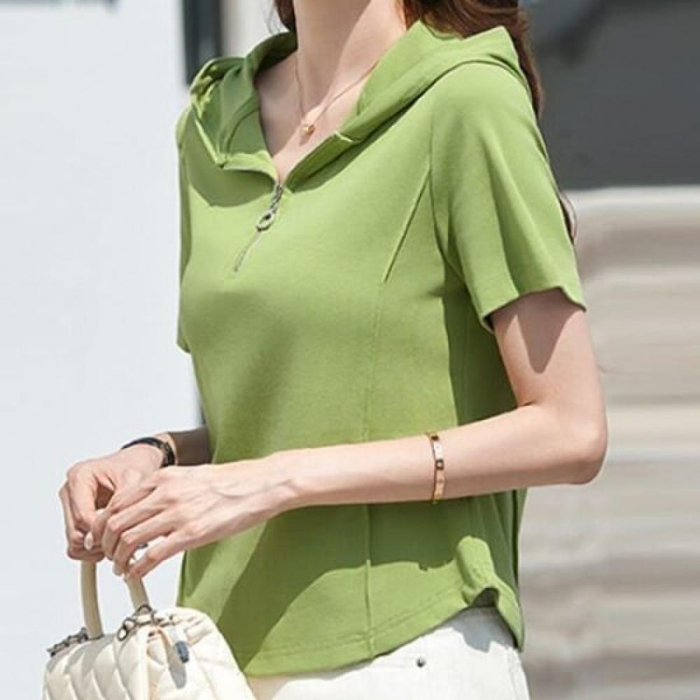Navava Women Daily Zip Hoodie ShorT Sleeve T shirT nT2718