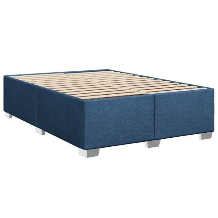 VidaXL Cadre de lit Bleu 140 x 200 cm Tissu, sommier, cadre de lit plateforme, cadre de lit rembourré, meuble de chambre à 3284484