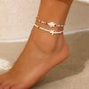 Set of Starfish and Turtle Seed Bead Anklets, European and American Winter Style, Trendy Internet Celebrity Ins Beach Travel Photography Accessories