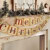 Yousheng Vintage Merry Christmas Banner Retro Nostalgic Christmas Garland Decoration for Indoor Home Office Wall Window Door Fireplace Mantle Xmas