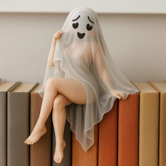 Funny Ghost Statue Creepy Parties Festivals Ornaments Halloween Decoration for Dark Romanticists Gothic Collectors