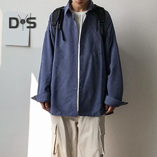 Men Shirt Lapel Long Sleeve Single Breasted Shirt Tops Solid Color Patch Pocket Casual Shirt Loose Fit Comfortable Fit Jacket