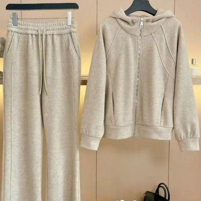 Korean-style Hoodie Design Autumn Women's Fashion Set, Versatile, Slimming, Casual and Sporty Two-piece Set