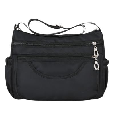 Nylon Shoulder Bag with Multiple Pockets, Fits a 500ml Water Bottle, Unisex, Spacious, Horizontal Design, Lightweight, Large Capacity, Wide Gusset,