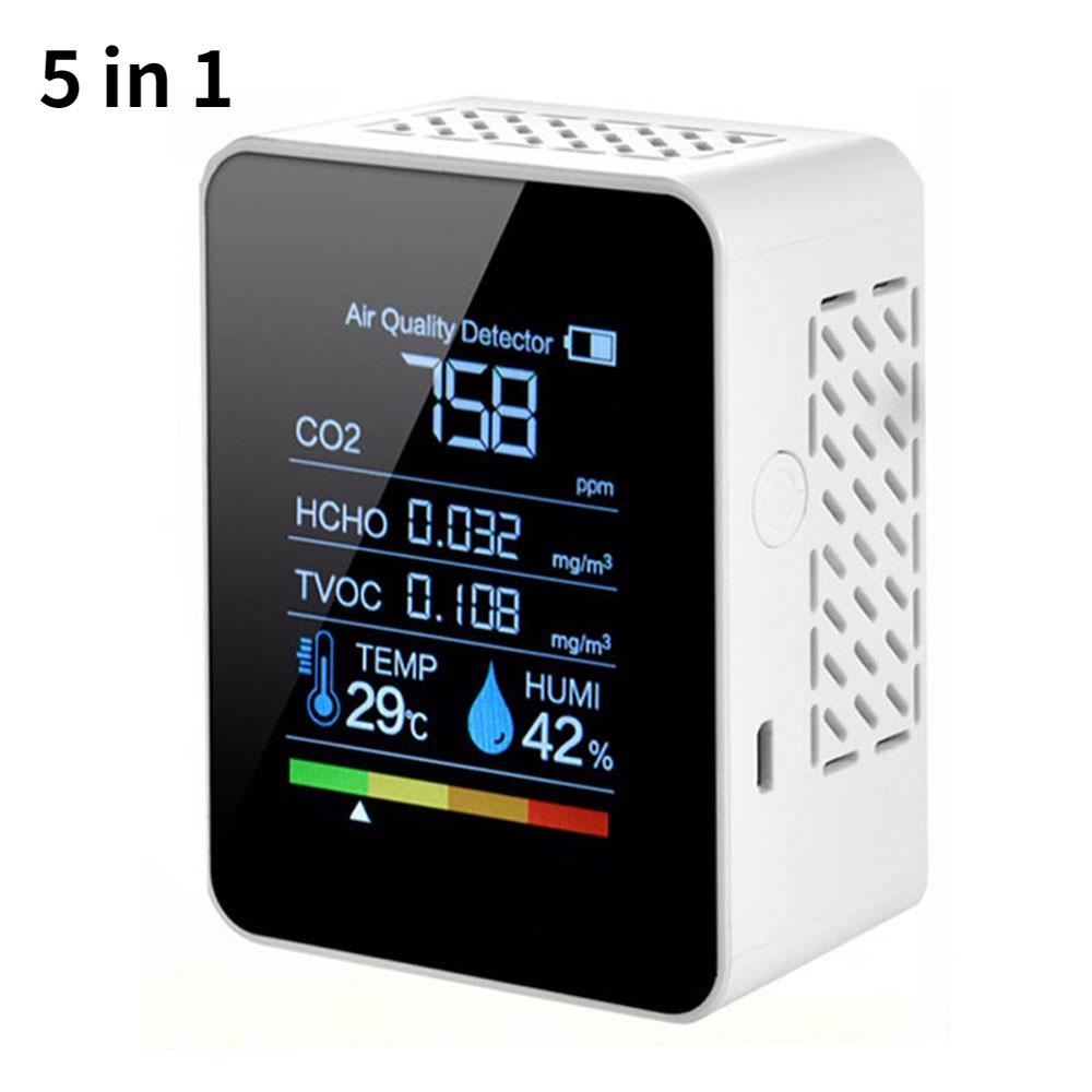 Tester digital de temperatură umiditate 3in1/5in1CO2 Detector de dioxid de carbon TVOC HCHO Monitor de calitate a aerului