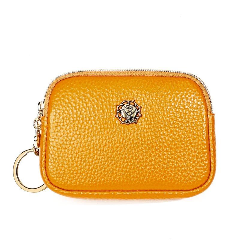 Poșetă pentru femei din piele naturală la modă, cu fermoar dublu